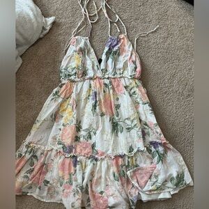 H&M Floral Print Dress with Green and Pink Accents